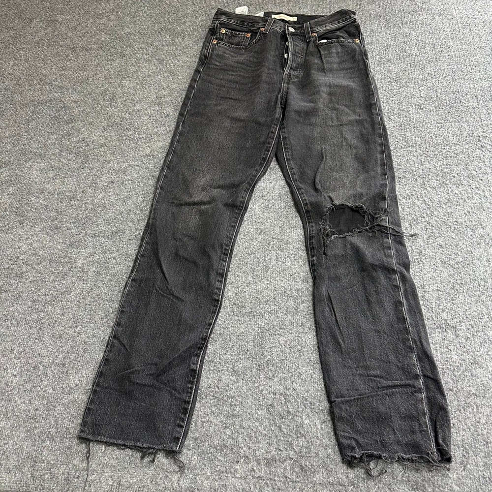 Levi's Jeans Womens Size 27 Black Wedgie Straight Distressed Cotton Frayed Hem